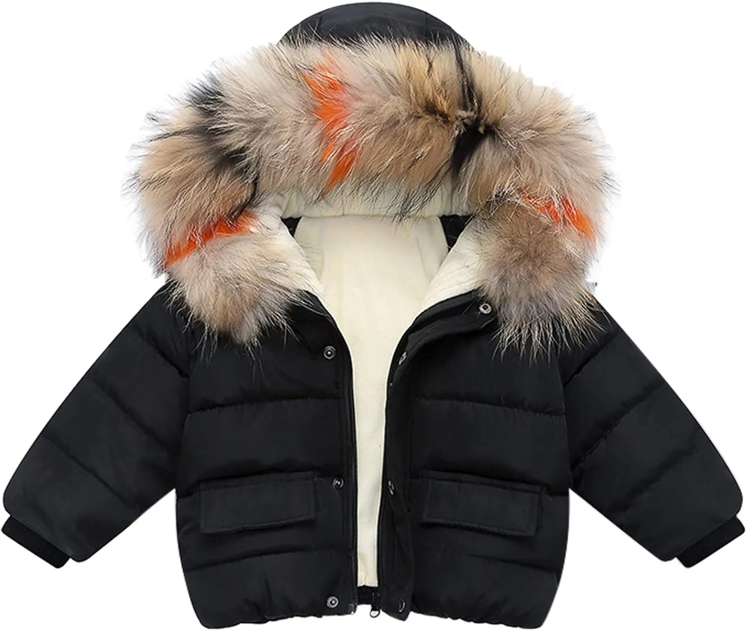 1-6 Years Baby Toddler Girls Winter Jacket Coat Fur Hooded Warm Clothes Kids Fashion Puffer Jacket Parka Outerwear