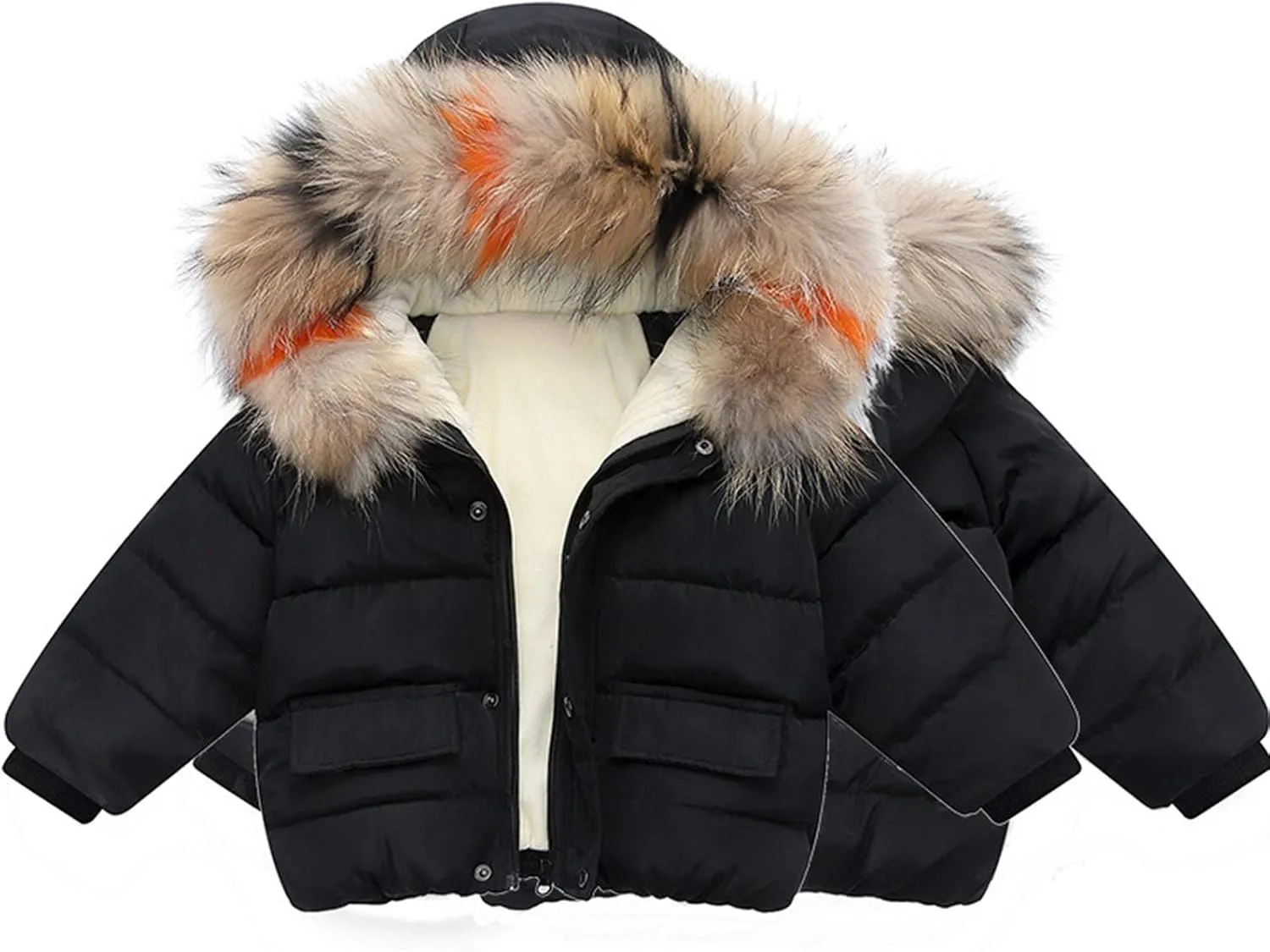 1-6 Years Baby Toddler Girls Winter Jacket Coat Fur Hooded Warm Clothes Kids Fashion Puffer Jacket Parka Outerwear