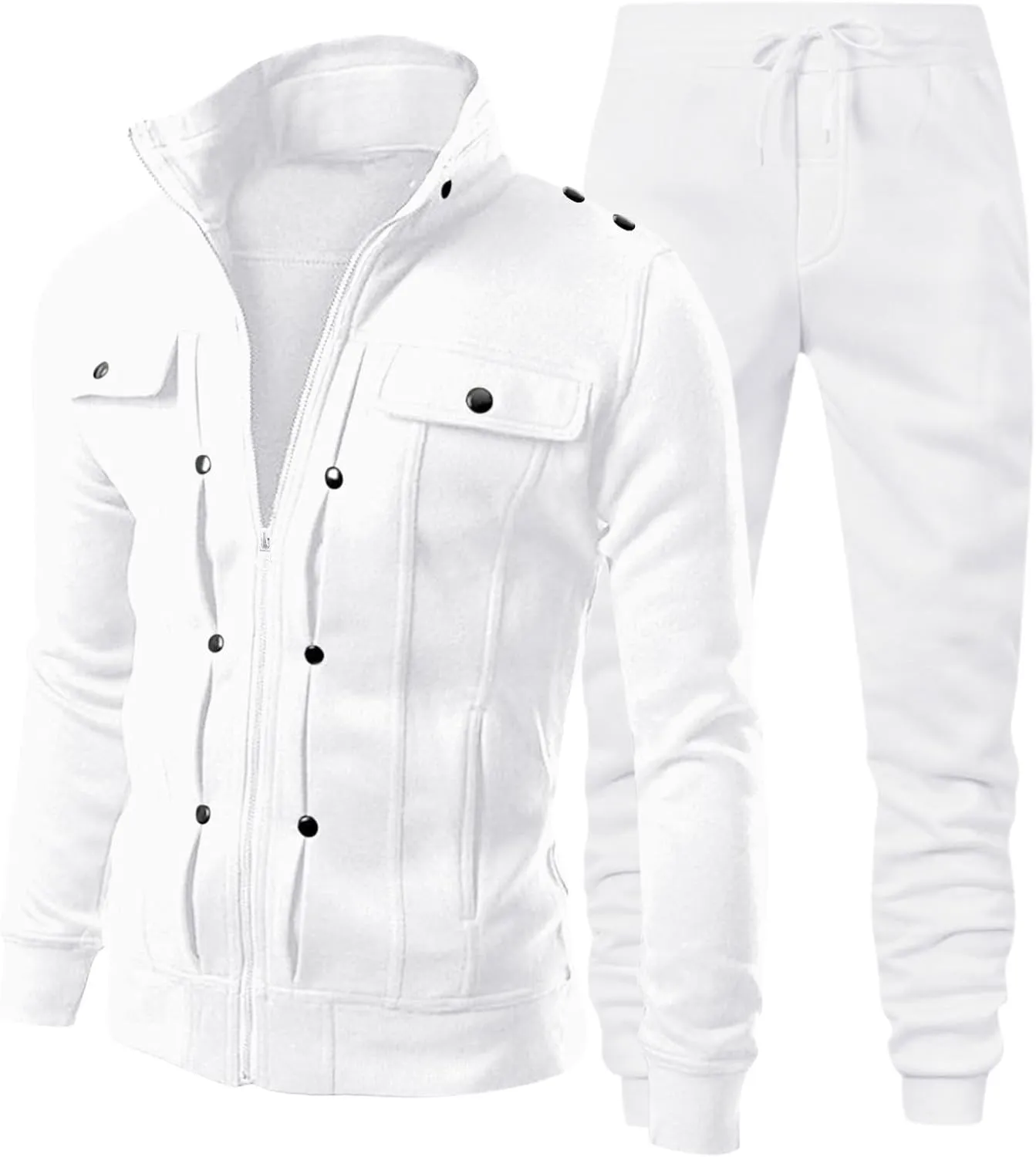 2024 Men's 2 Pieces Full Zip Tracksuits Classic Sport Suits Stylish Casual Outfits Jacket & Pants Fitness Sweatsuit Set