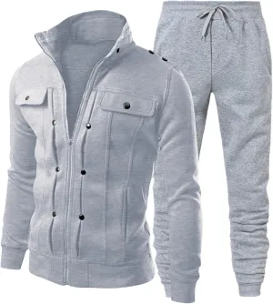 2024 Men's 2 Pieces Full Zip Tracksuits Classic Sport Suits Stylish Casual Outfits Jacket & Pants Fitness Sweatsuit Set