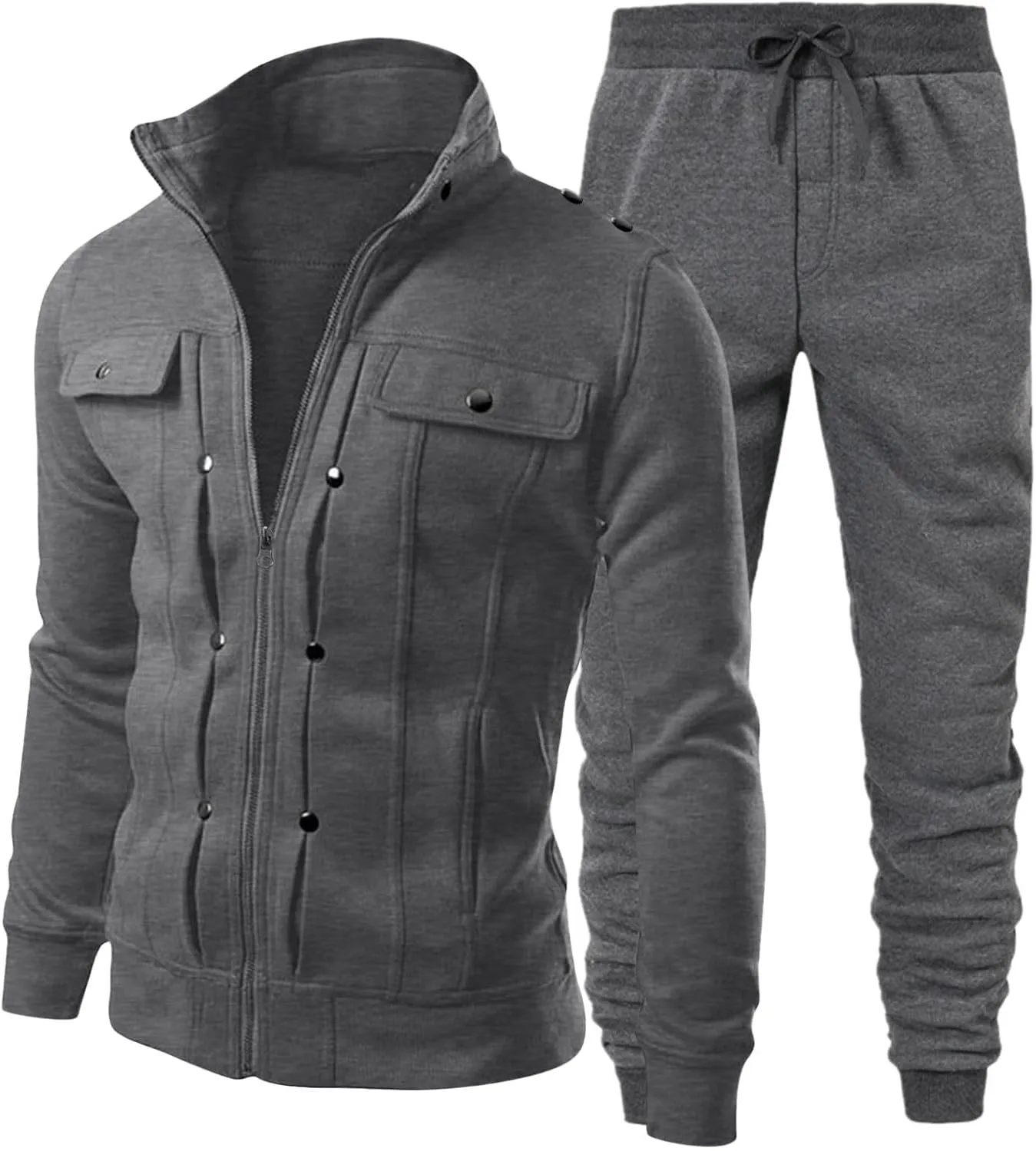 2024 Men's 2 Pieces Full Zip Tracksuits Classic Sport Suits Stylish Casual Outfits Jacket & Pants Fitness Sweatsuit Set