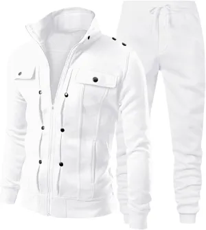 2024 Men's 2 Pieces Full Zip Tracksuits Classic Sport Suits Stylish Casual Outfits Jacket & Pants Fitness Sweatsuit Set