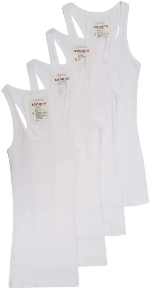 4 Pack Zenana Women's Ribbed Tank Top Med, White