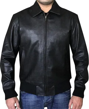 A2 Airforce Mens Leather Jacket - Distressed Brown Sheepskin Leather Jacket Adult - Aviator Bomber Outerwear