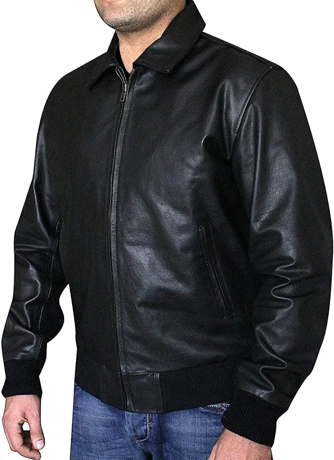 A2 Airforce Mens Leather Jacket - Distressed Brown Sheepskin Leather Jacket Adult - Aviator Bomber Outerwear