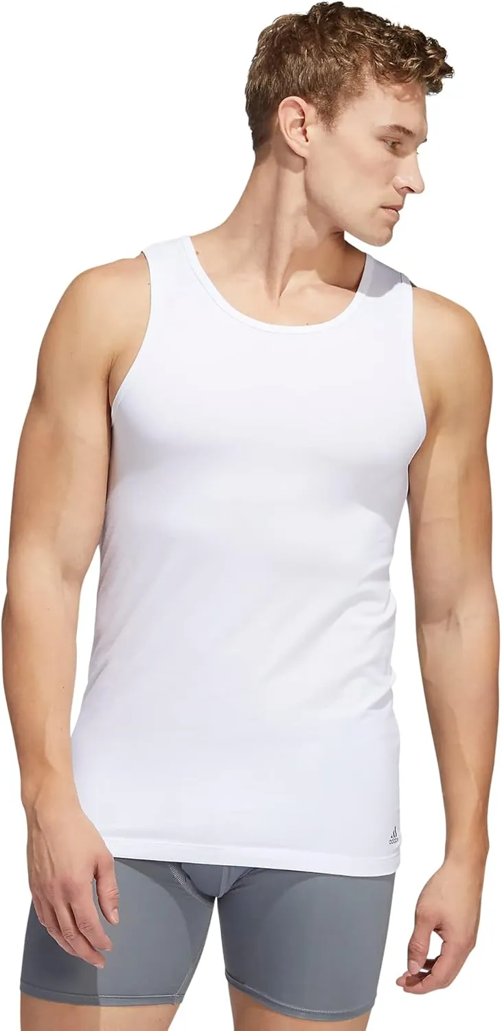 adidas Men's Stretch Cotton Tank Top Undershirts (2-Pack)