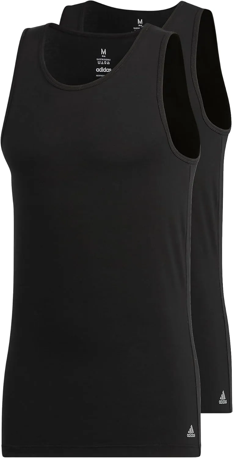adidas Men's Stretch Cotton Tank Top Undershirts (2-Pack)