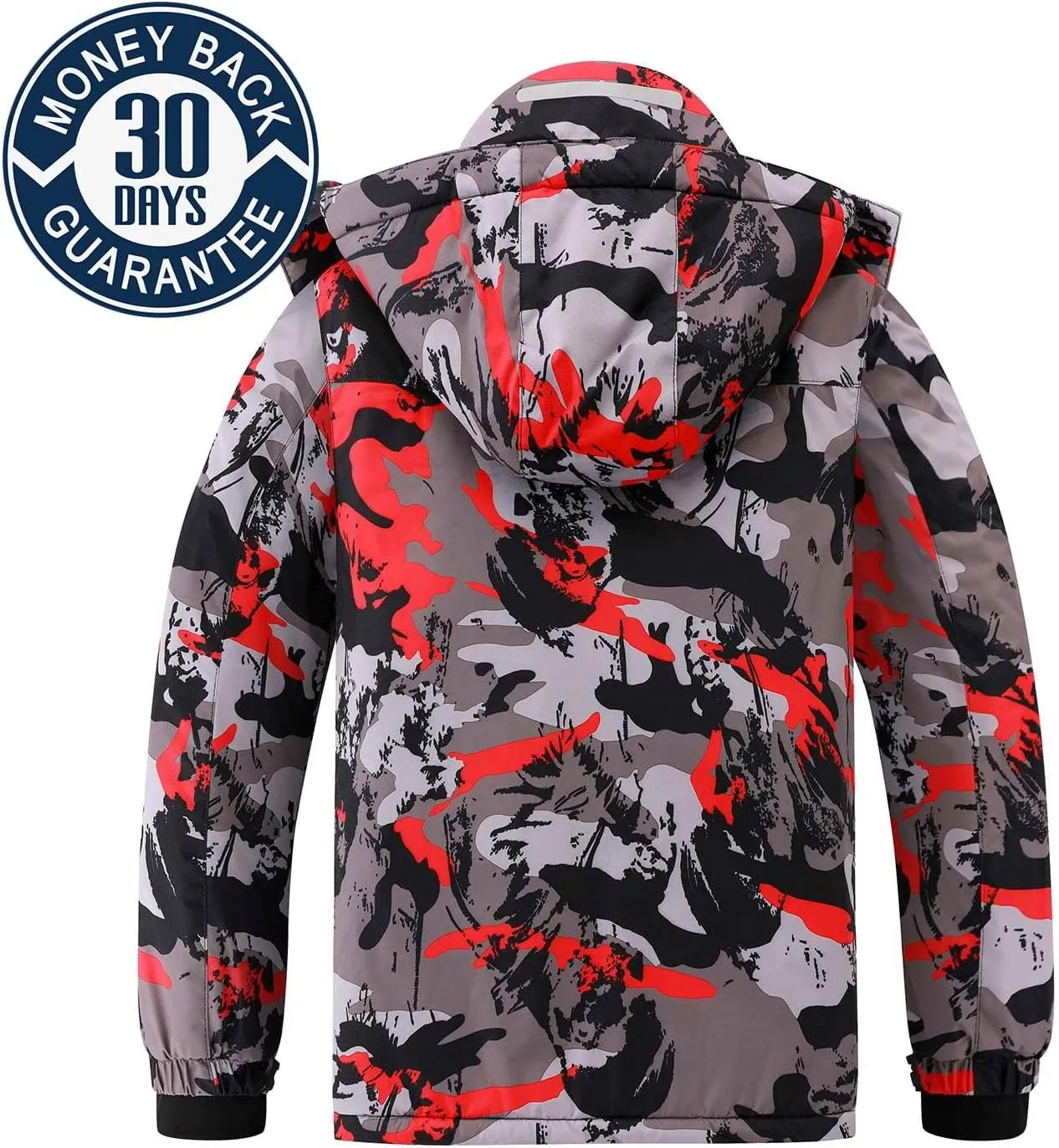 AFILOK Boy's Ski Jacket Waterproof Breathable Kids Fleece Lined Windproof Hooded Snowboard Coats