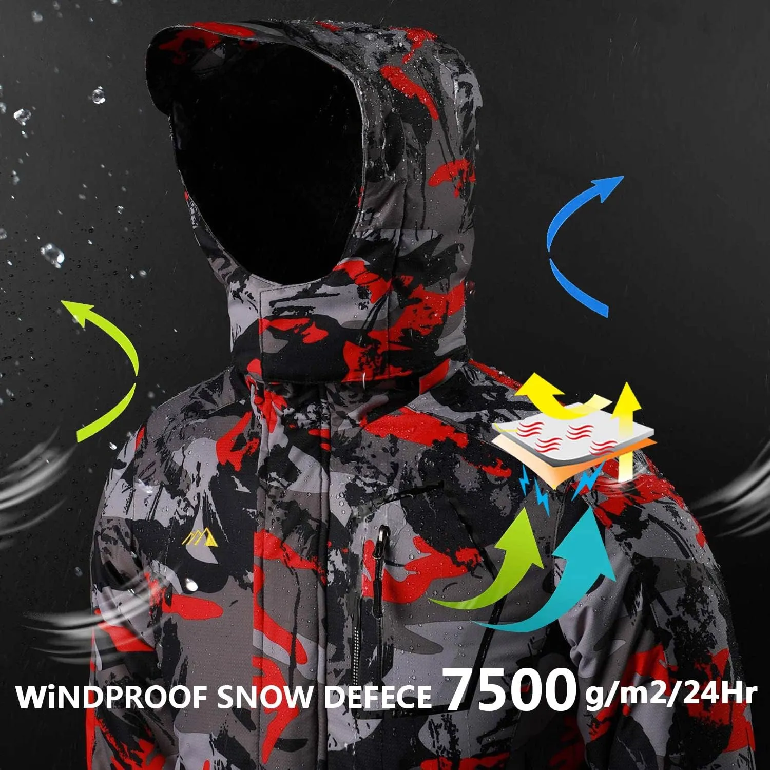 AFILOK Boy's Ski Jacket Waterproof Breathable Kids Fleece Lined Windproof Hooded Snowboard Coats