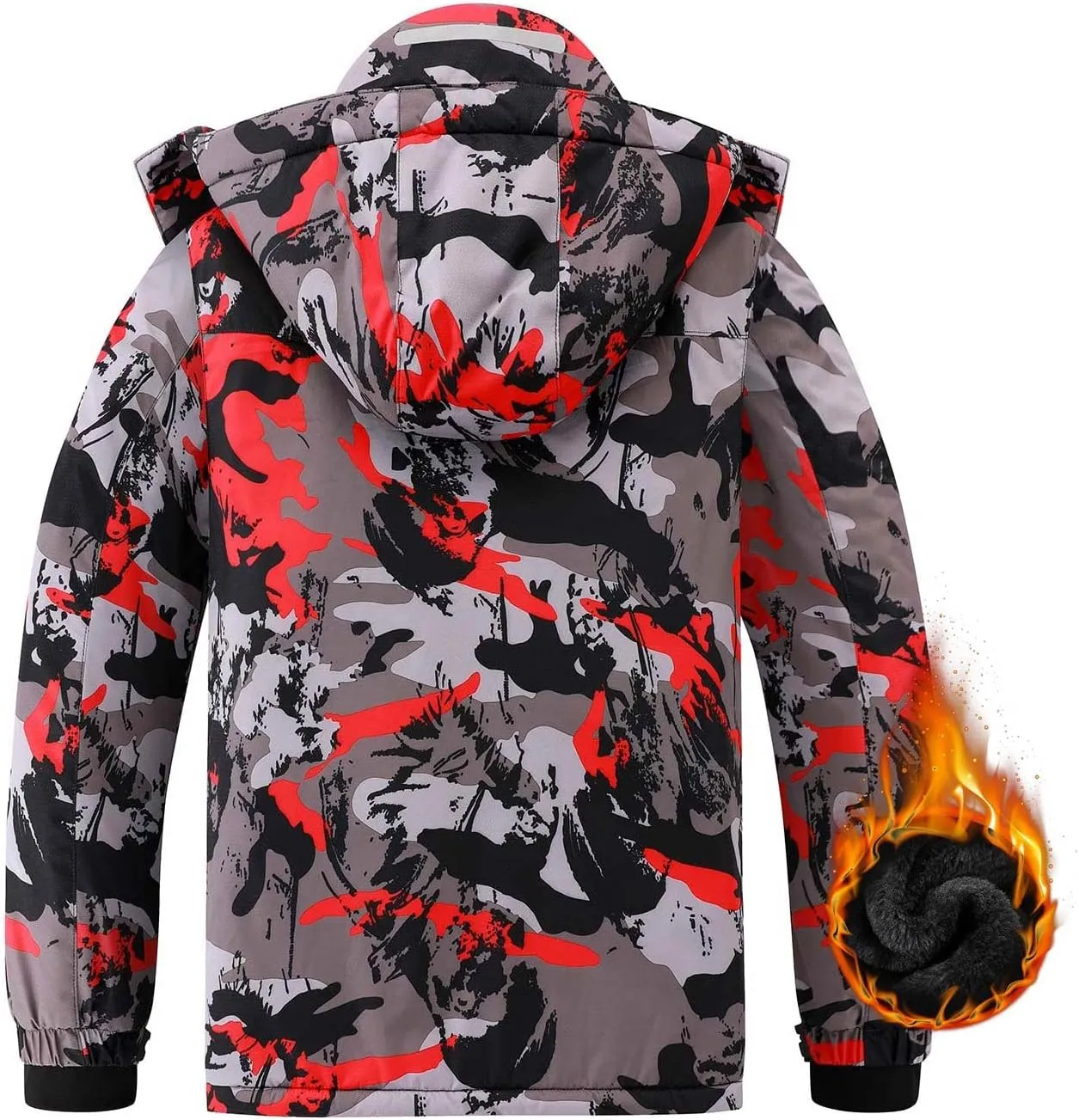 AFILOK Boy's Ski Jacket Waterproof Breathable Kids Fleece Lined Windproof Hooded Snowboard Coats