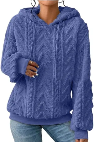 Akivide Womens Oversized Fuzzy Fleece Hoodies Fall Winter Warm Loose Sherpa Long Sleeve Drawstring Pullover Sweatshirt Outfit