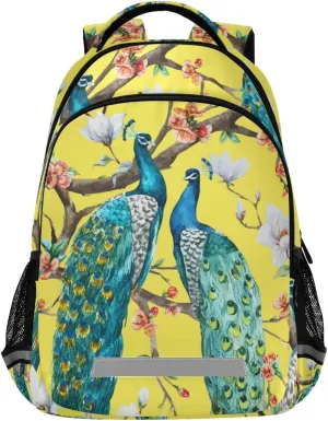 ALAZA Animal Peacock and Plum Backpack Purse for Women Men Personalized Laptop Notebook Tablet School Bag Stylish Casual Daypack, 13 14 15.6 inch