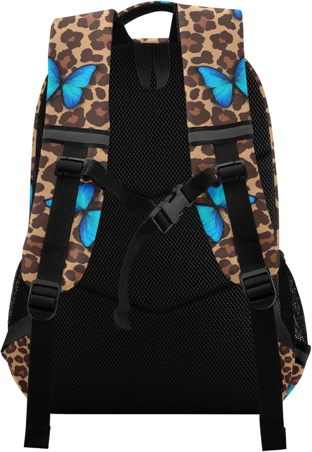 ALAZA Blue Butterfly Leopard Cheetah Print Backpack Purse for Women Men Personalized Laptop Notebook Tablet School Bag Stylish Casual Daypack, 13 14 15.6 inch