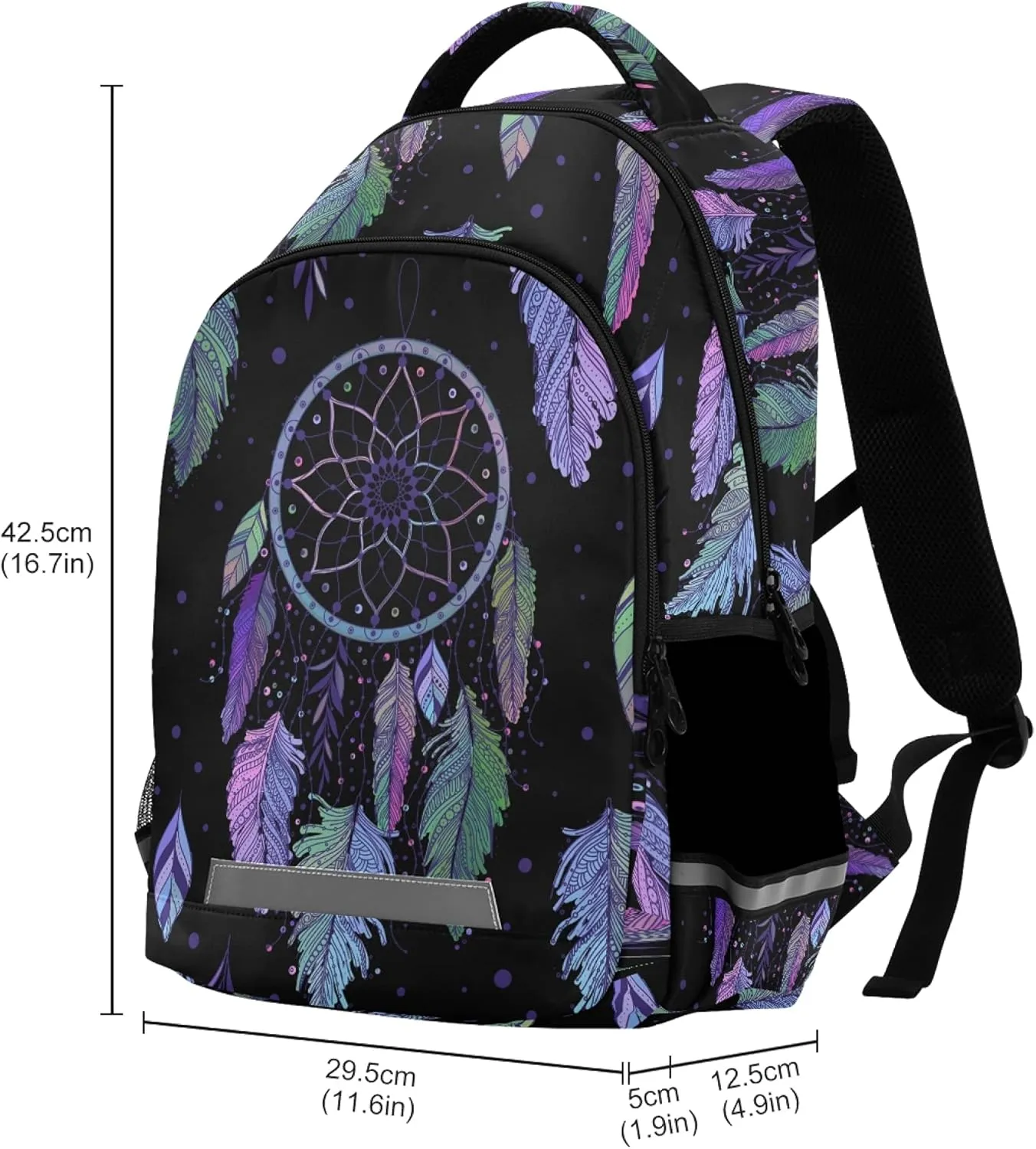 ALAZA Boho Bohemian Feather Dot Indian Ethnic Backpack Purse for Women Men Personalized Laptop Notebook Tablet School Bag Stylish Casual Daypack, 13 14 15.6 inch