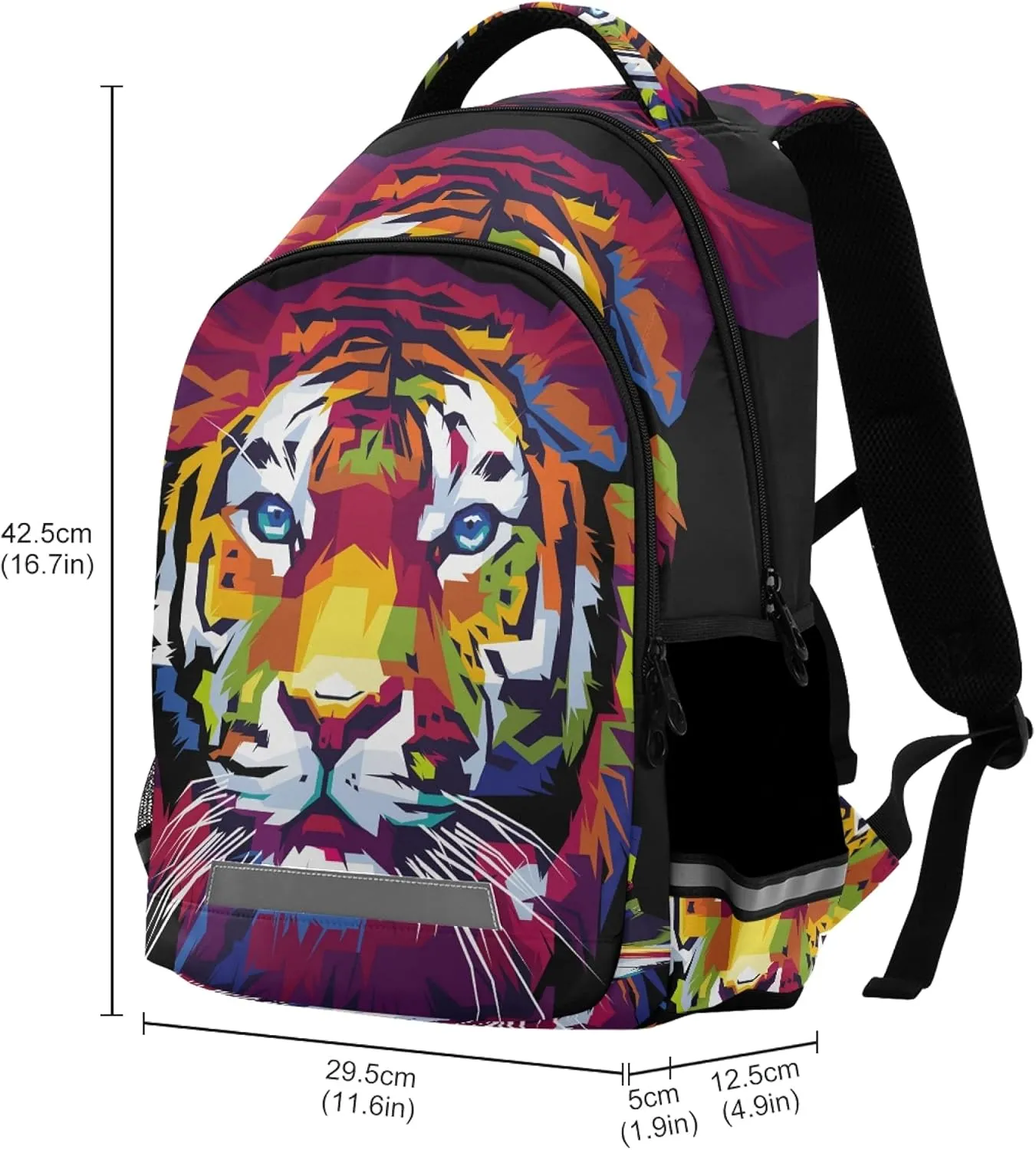 ALAZA Colorful Tiger Animal Print Pop Art Backpack Purse for Women Men Personalized Laptop Notebook Tablet School Bag Stylish Casual Daypack, 13 14 15.6 inch