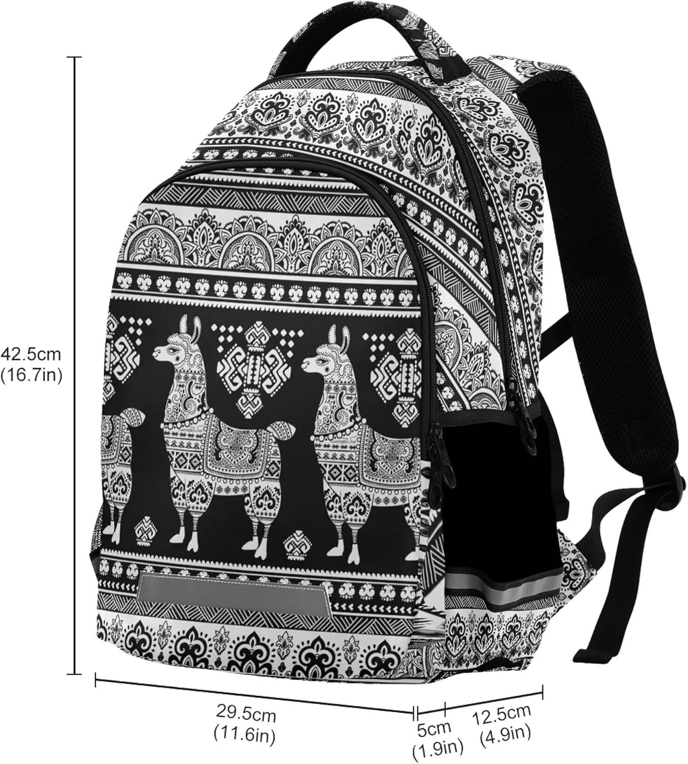 ALAZA Cute Alpaca Llama Ethnic Boho Bohemian Backpack Purse for Women Men Personalized Laptop Notebook Tablet School Bag Stylish Casual Daypack, 13 14 15.6 inch
