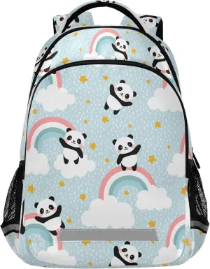 ALAZA Cute Panda With Dot Rainbow Cloud & Star Backpack Purse for Women Men Personalized Laptop Notebook Tablet School Bag Stylish Casual Daypack, 13 14 15.6 inch