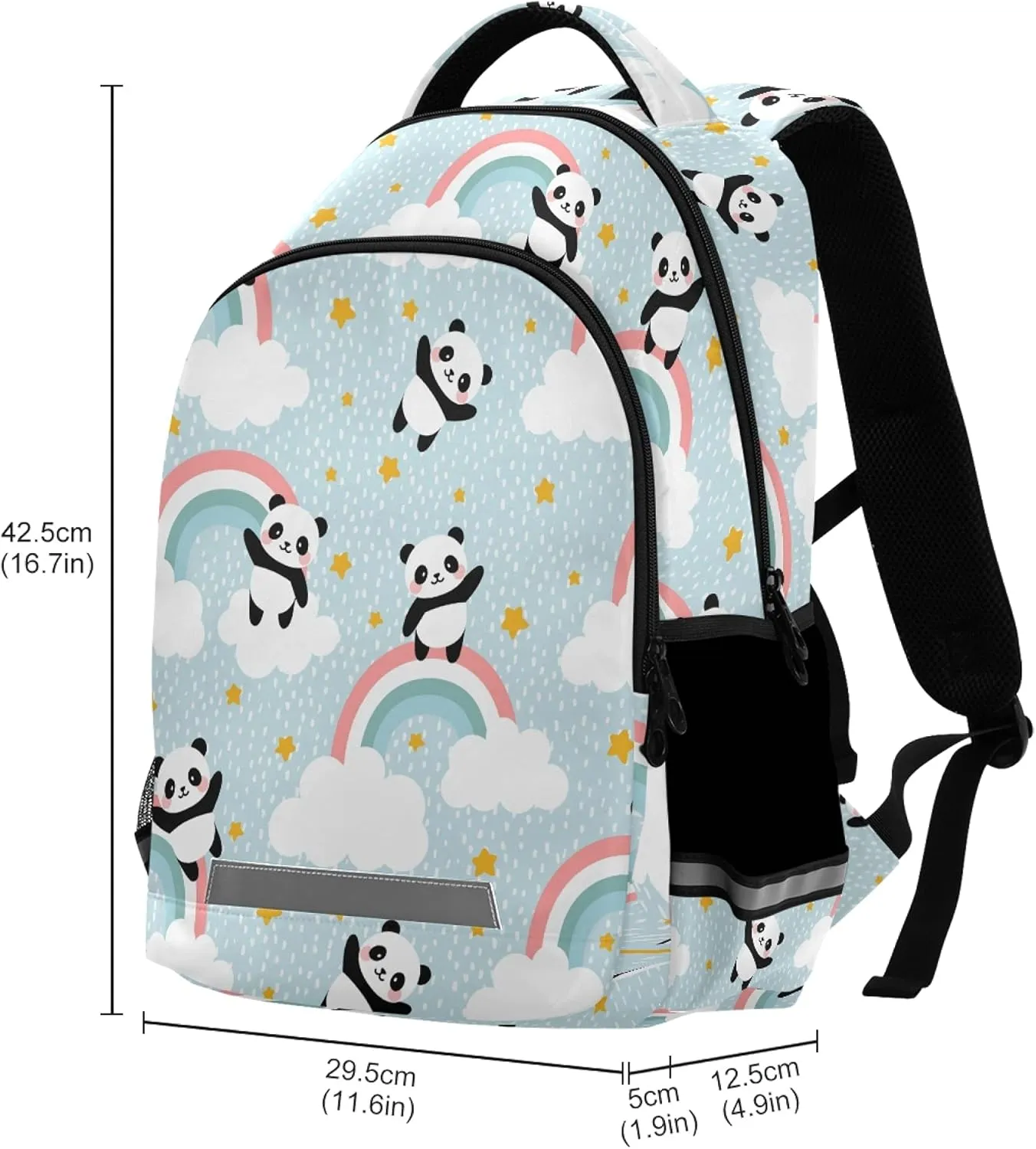ALAZA Cute Panda With Dot Rainbow Cloud & Star Backpack Purse for Women Men Personalized Laptop Notebook Tablet School Bag Stylish Casual Daypack, 13 14 15.6 inch