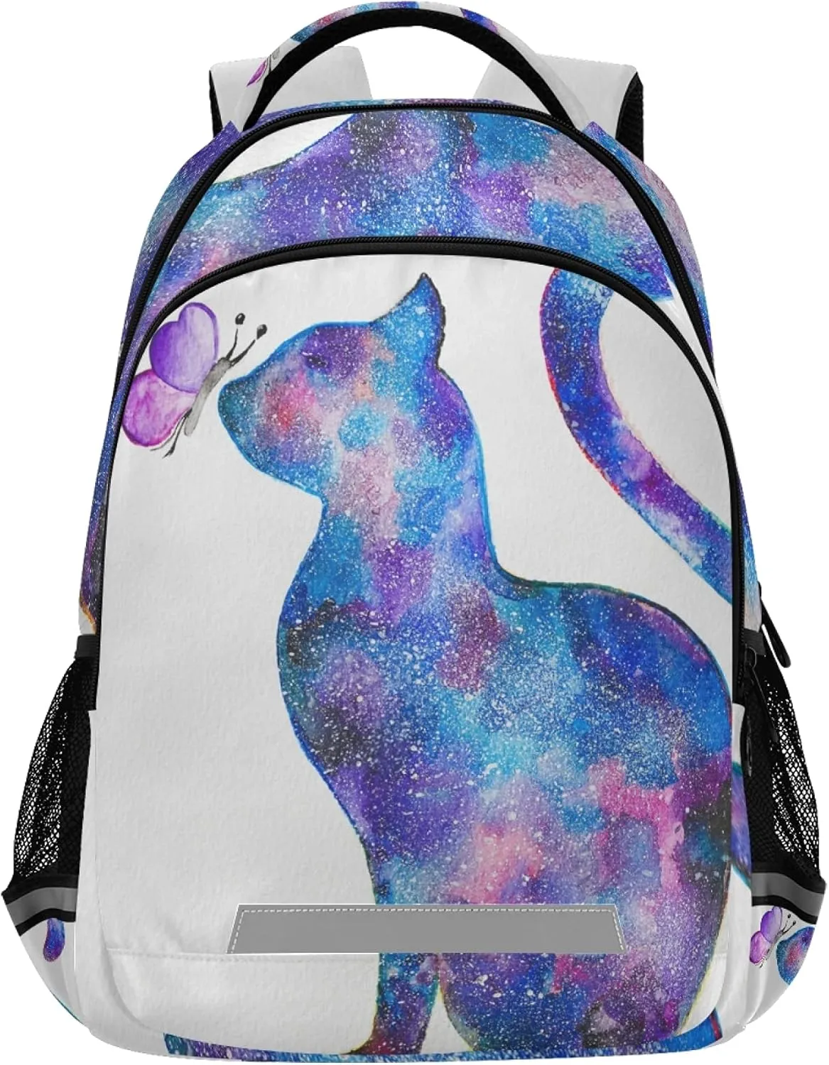 ALAZA Galaxy Cat With Butterfly Backpack Purse for Women Men Personalized Laptop Notebook Tablet School Bag Stylish Casual Daypack, 13 14 15.6 inch