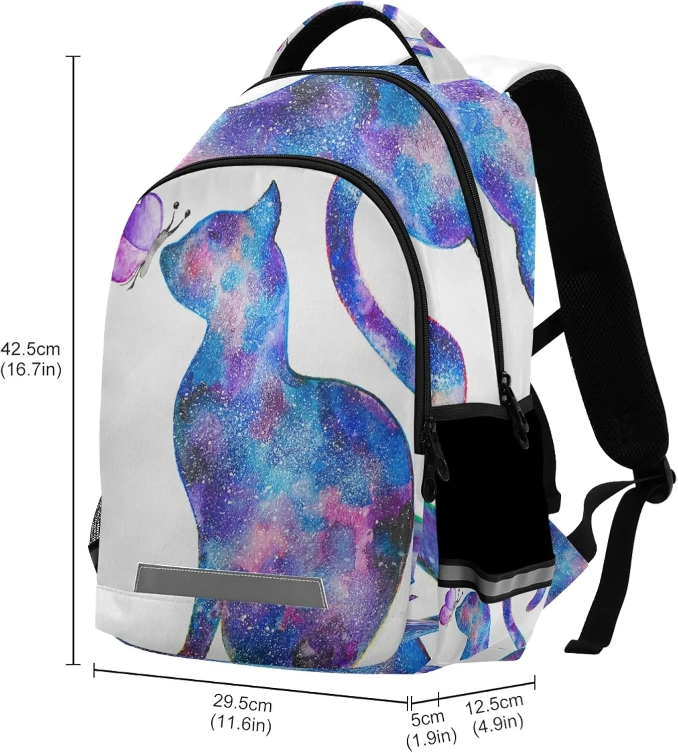 ALAZA Galaxy Cat With Butterfly Backpack Purse for Women Men Personalized Laptop Notebook Tablet School Bag Stylish Casual Daypack, 13 14 15.6 inch