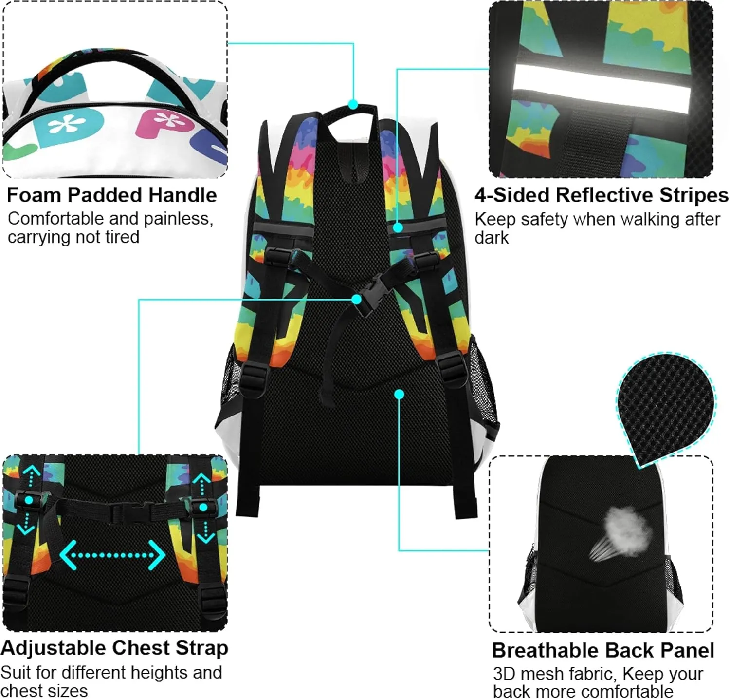 ALAZA Hippie Rainbow Peace Sign Gesture Symbol Backpack Purse for Women Men Personalized Laptop Notebook Tablet School Bag Stylish Casual Daypack, 13 14 15.6 inch