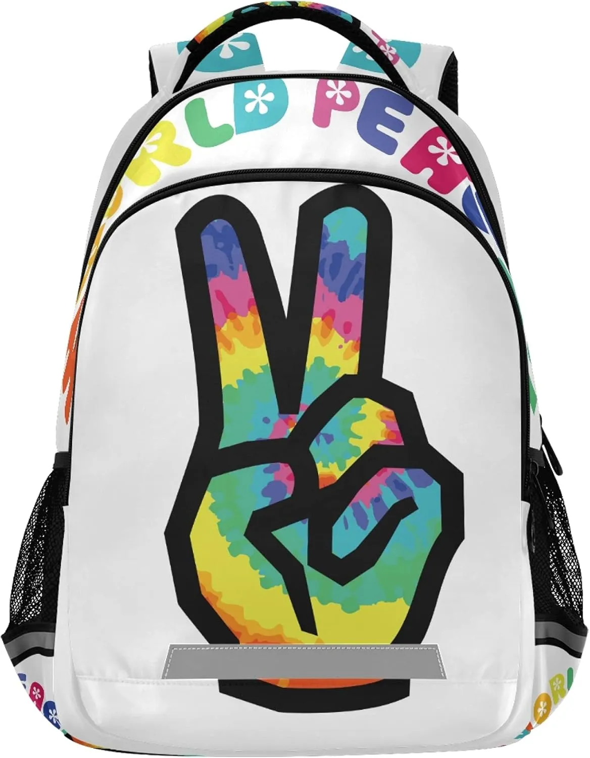 ALAZA Hippie Rainbow Peace Sign Gesture Symbol Backpack Purse for Women Men Personalized Laptop Notebook Tablet School Bag Stylish Casual Daypack, 13 14 15.6 inch