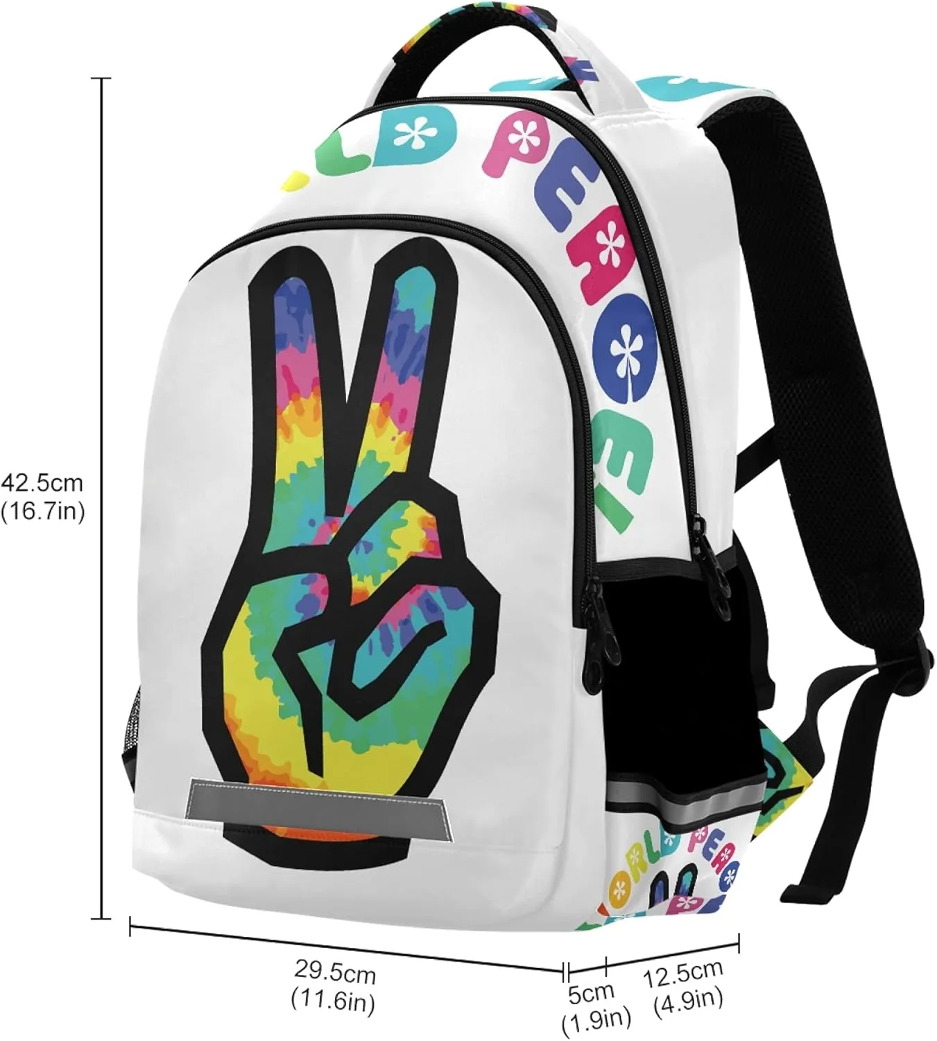 ALAZA Hippie Rainbow Peace Sign Gesture Symbol Backpack Purse for Women Men Personalized Laptop Notebook Tablet School Bag Stylish Casual Daypack, 13 14 15.6 inch