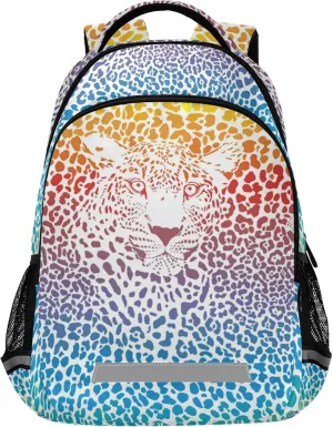 ALAZA Leopard Print Cheetah Animal Rainbow Colorful Backpack Purse for Women Men Personalized Laptop Notebook Tablet School Bag Stylish Casual Daypack, 13 14 15.6 inch