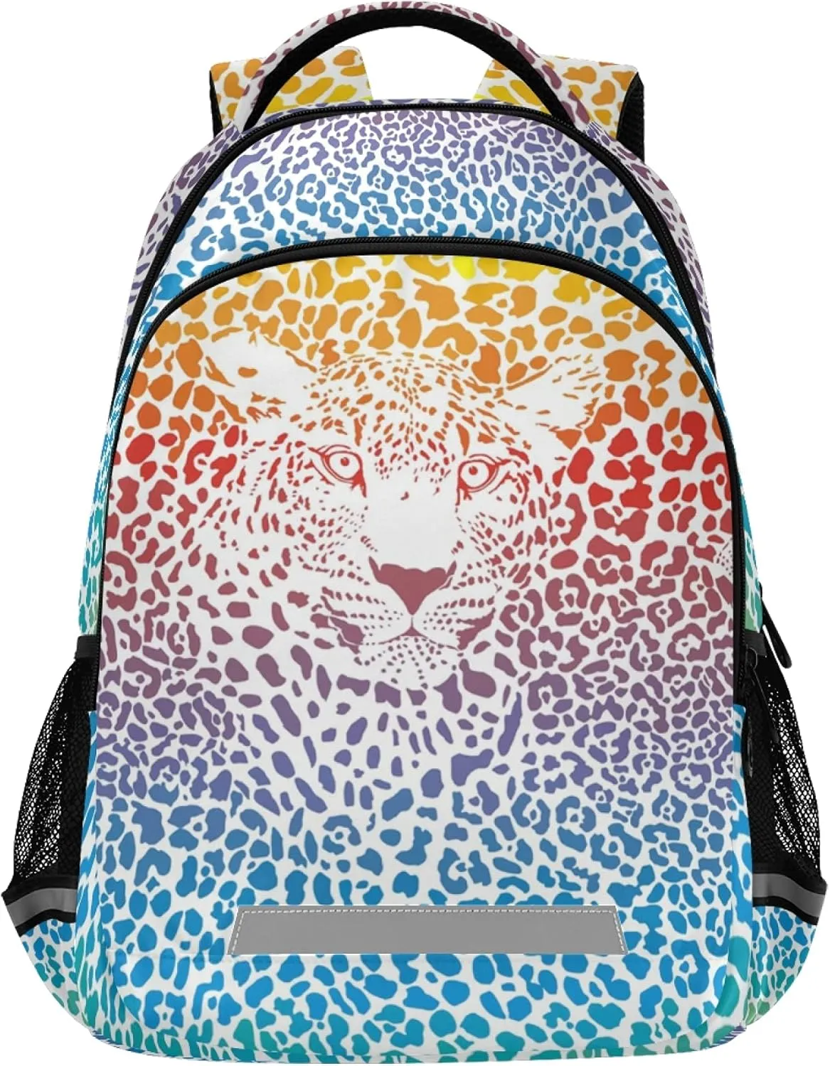 ALAZA Leopard Print Cheetah Animal Rainbow Colorful Backpack Purse for Women Men Personalized Laptop Notebook Tablet School Bag Stylish Casual Daypack, 13 14 15.6 inch