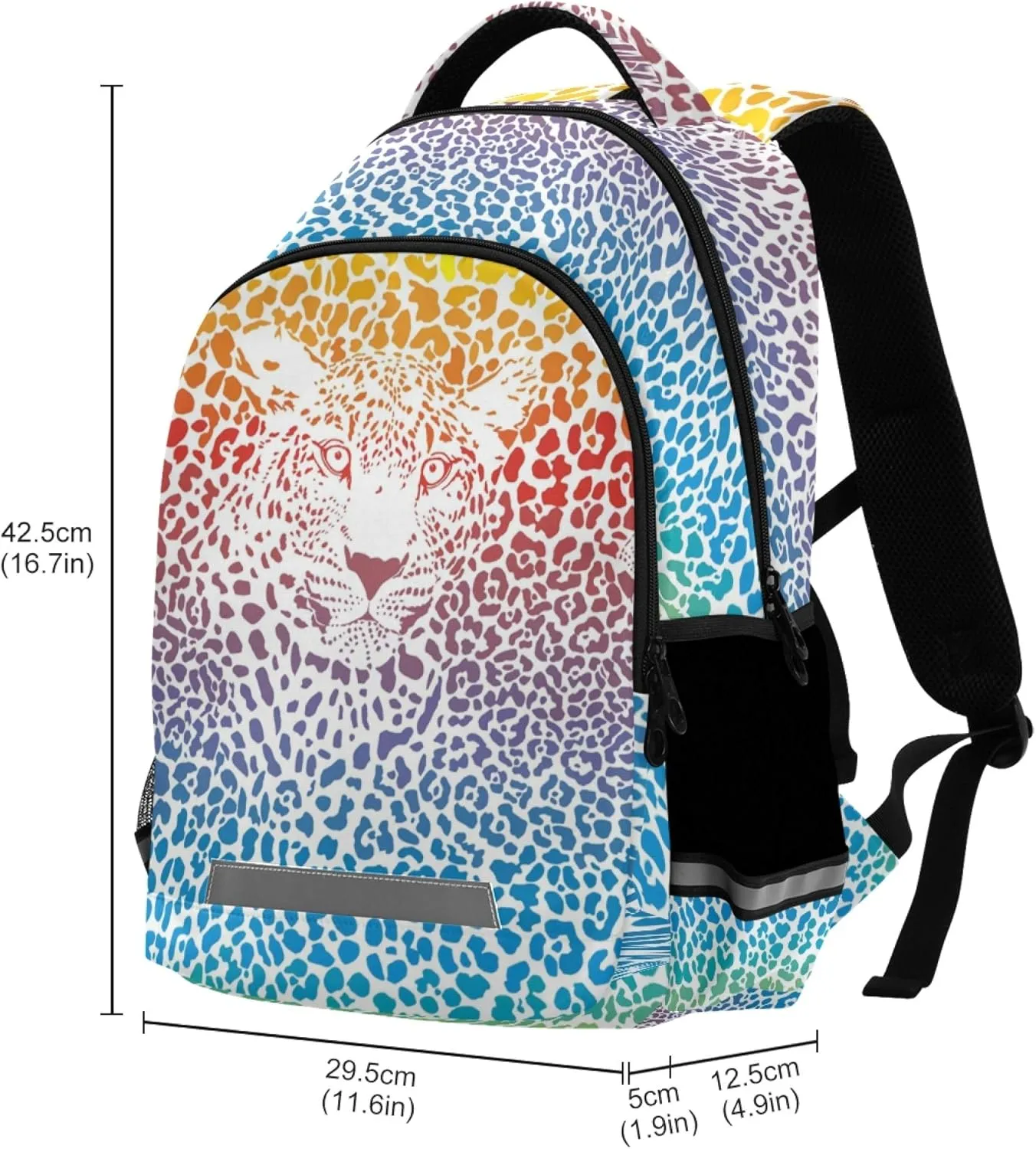 ALAZA Leopard Print Cheetah Animal Rainbow Colorful Backpack Purse for Women Men Personalized Laptop Notebook Tablet School Bag Stylish Casual Daypack, 13 14 15.6 inch