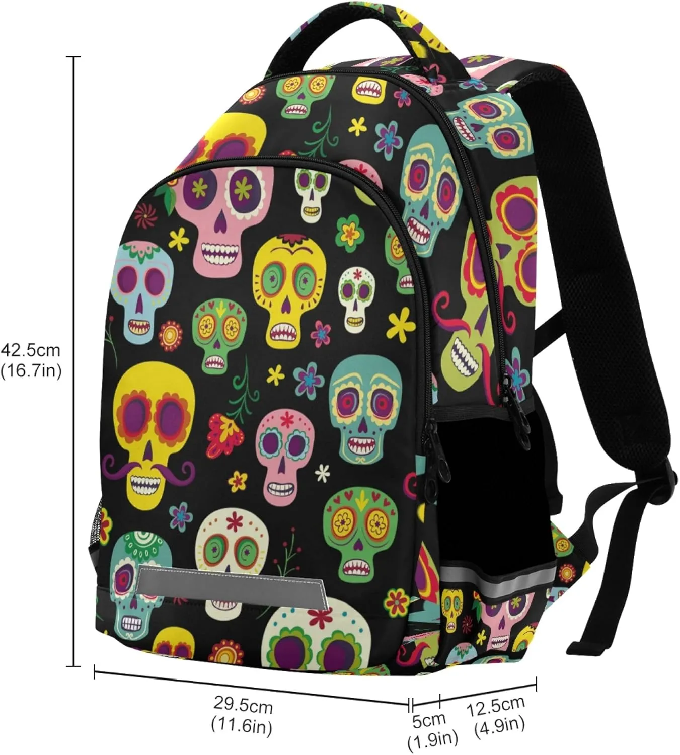 ALAZA Mexican Sugar Skull Day Of The Dead Backpack Purse for Women Men Personalized Laptop Notebook Tablet School Bag Stylish Casual Daypack, 13 14 15.6 inch