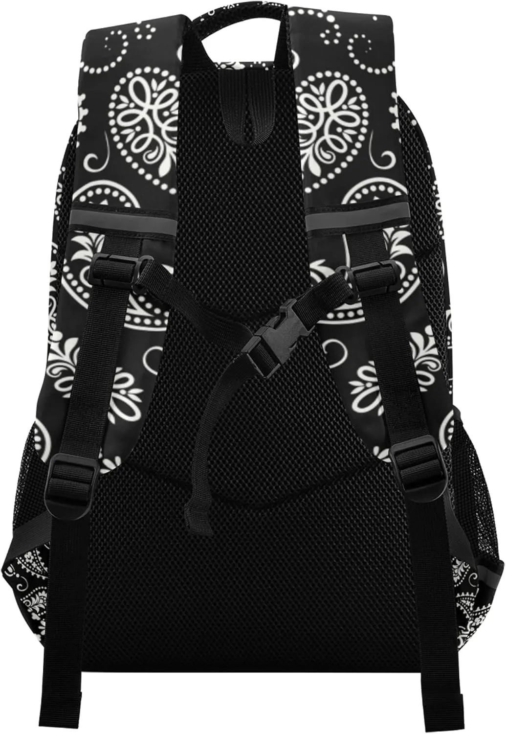 ALAZA Ornament Paisley Bandana Print Black Backpack Purse for Women Men Personalized Laptop Notebook Tablet School Bag Stylish Casual Daypack, 13 14 15.6 inch