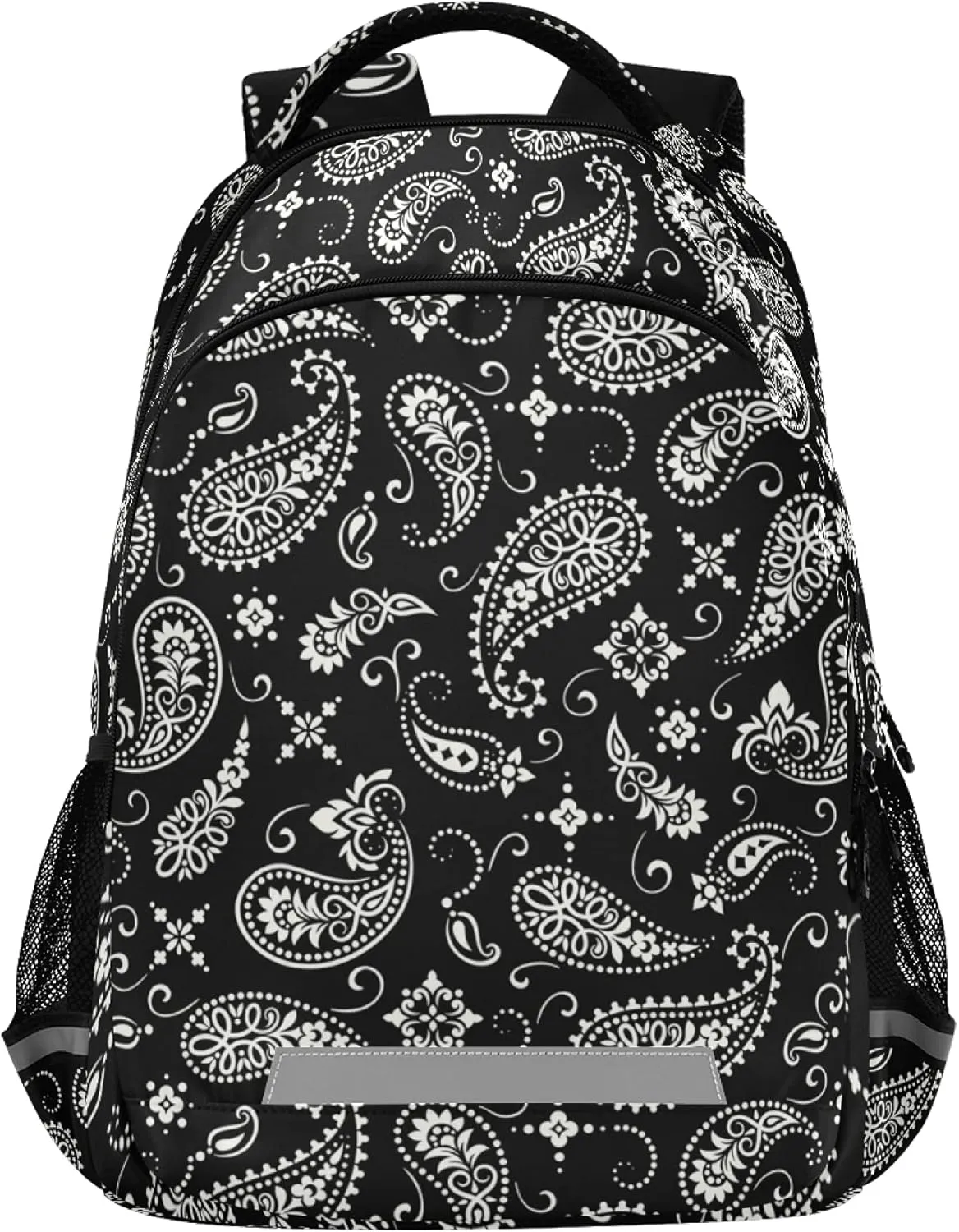 ALAZA Ornament Paisley Bandana Print Black Backpack Purse for Women Men Personalized Laptop Notebook Tablet School Bag Stylish Casual Daypack, 13 14 15.6 inch