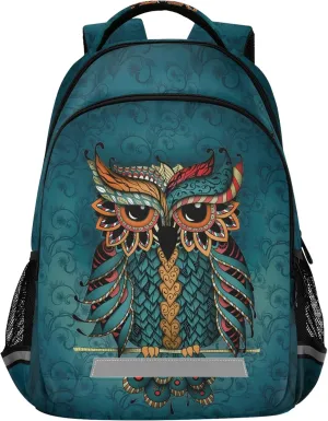 ALAZA Owl Print Boho Ethnic Backpack Purse for Women Men Personalized Laptop Notebook Tablet School Bag Stylish Casual Daypack, 13 14 15.6 inch