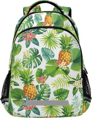 ALAZA Pineapple Tropical Palm Leaf And Flower Backpack Purse for Women Men Personalized Laptop Notebook Tablet School Bag Stylish Casual Daypack, 13 14 15.6 inch