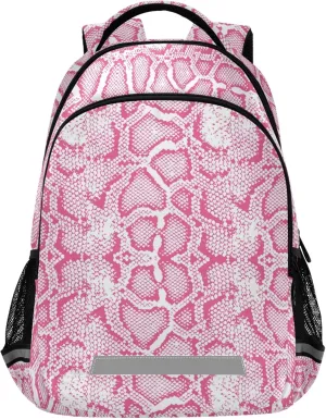 ALAZA Pink Snake Skin Animal Print Backpack Purse for Women Men Personalized Laptop Notebook Tablet School Bag Stylish Casual Daypack, 13 14 15.6 inch