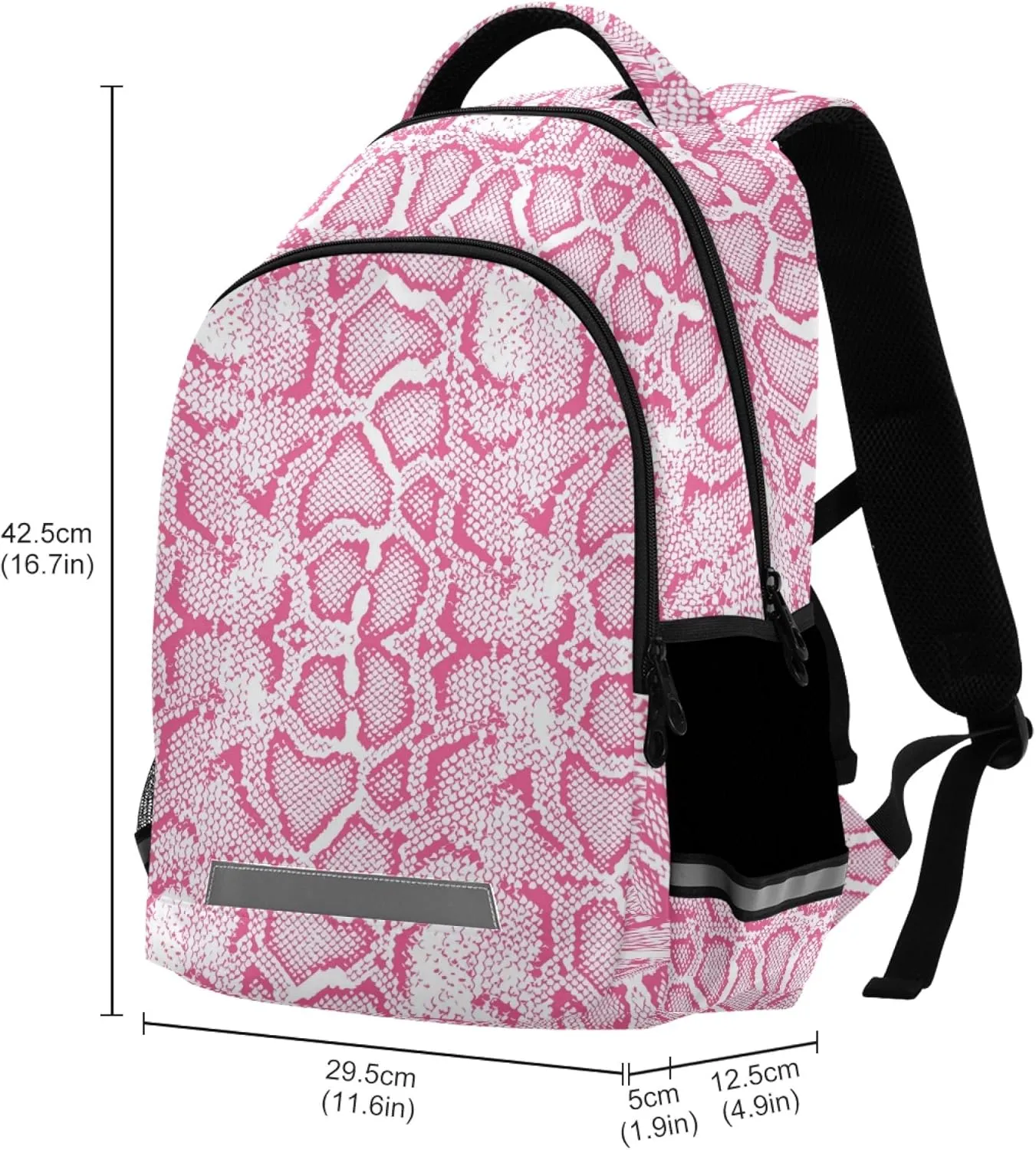 ALAZA Pink Snake Skin Animal Print Backpack Purse for Women Men Personalized Laptop Notebook Tablet School Bag Stylish Casual Daypack, 13 14 15.6 inch