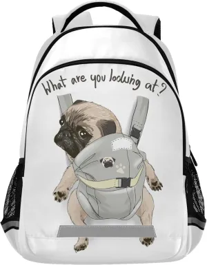 ALAZA Pug Dog Print Puppy Funny Backpack Purse for Women Men Personalized Laptop Notebook Tablet School Bag Stylish Casual Daypack, 13 14 15.6 inch