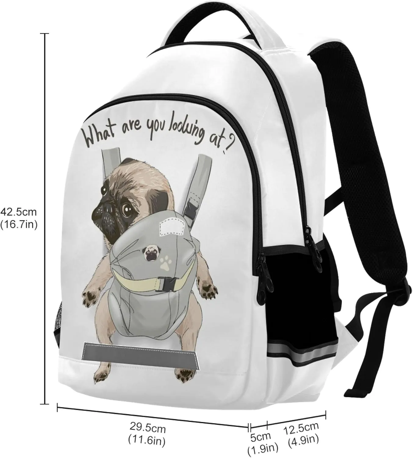 ALAZA Pug Dog Print Puppy Funny Backpack Purse for Women Men Personalized Laptop Notebook Tablet School Bag Stylish Casual Daypack, 13 14 15.6 inch
