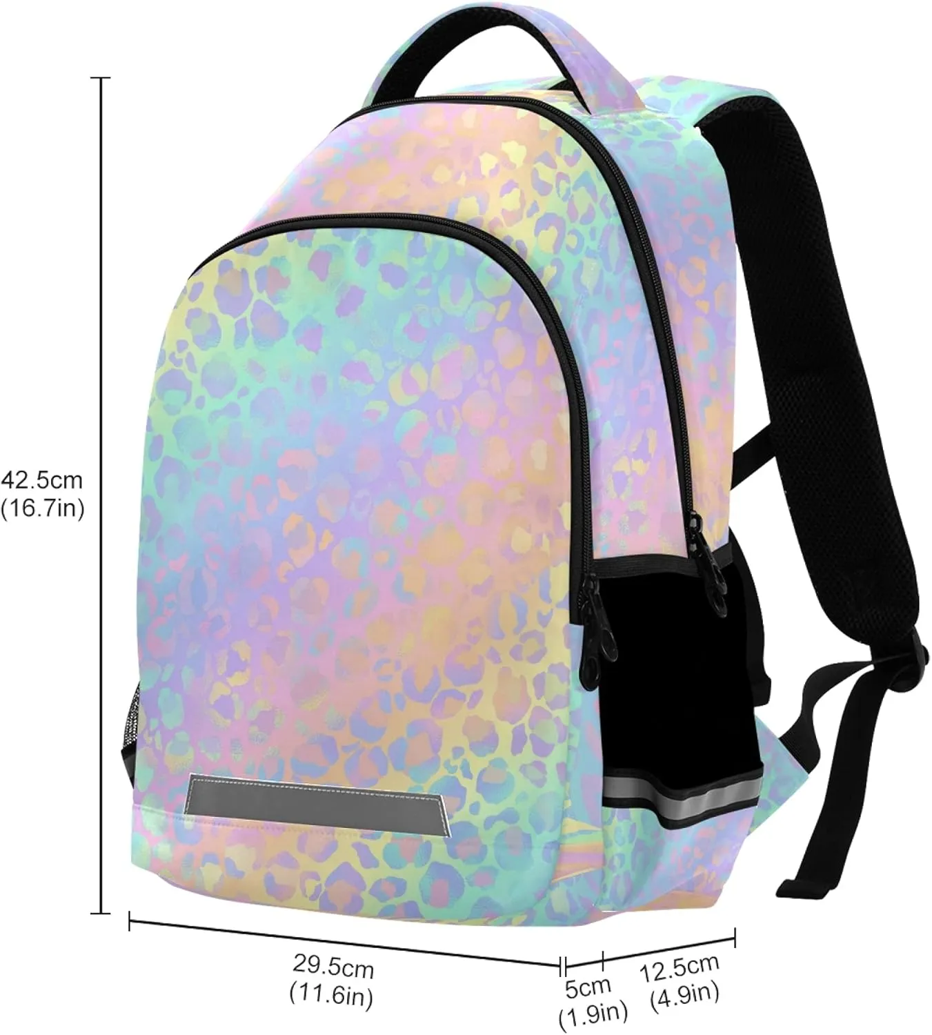 ALAZA Rainbow Leopard Print Cheetah Backpack Purse for Girls Boys Kids Women Personalized Laptop Notebook Tablet School Bag Stylish Casual Daypack, 13 14 15.6 inch