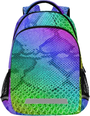 ALAZA Rainbow Snake Skin Print Colorful Backpack Purse for Women Men Personalized Laptop Notebook Tablet School Bag Stylish Casual Daypack, 13 14 15.6 inch