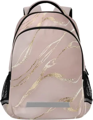 ALAZA Rose Gold Marble Abstract Pink Backpack Purse for Women Men Personalized Laptop Notebook Tablet School Bag Stylish Casual Daypack, 13 14 15.6 inch