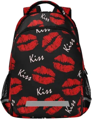 ALAZA Sexy Red Lips Kiss Print Backpack Purse for Women Men Personalized Laptop School Bag Bookbags Stylish Casual Daypack, 13 14 15.6 inch