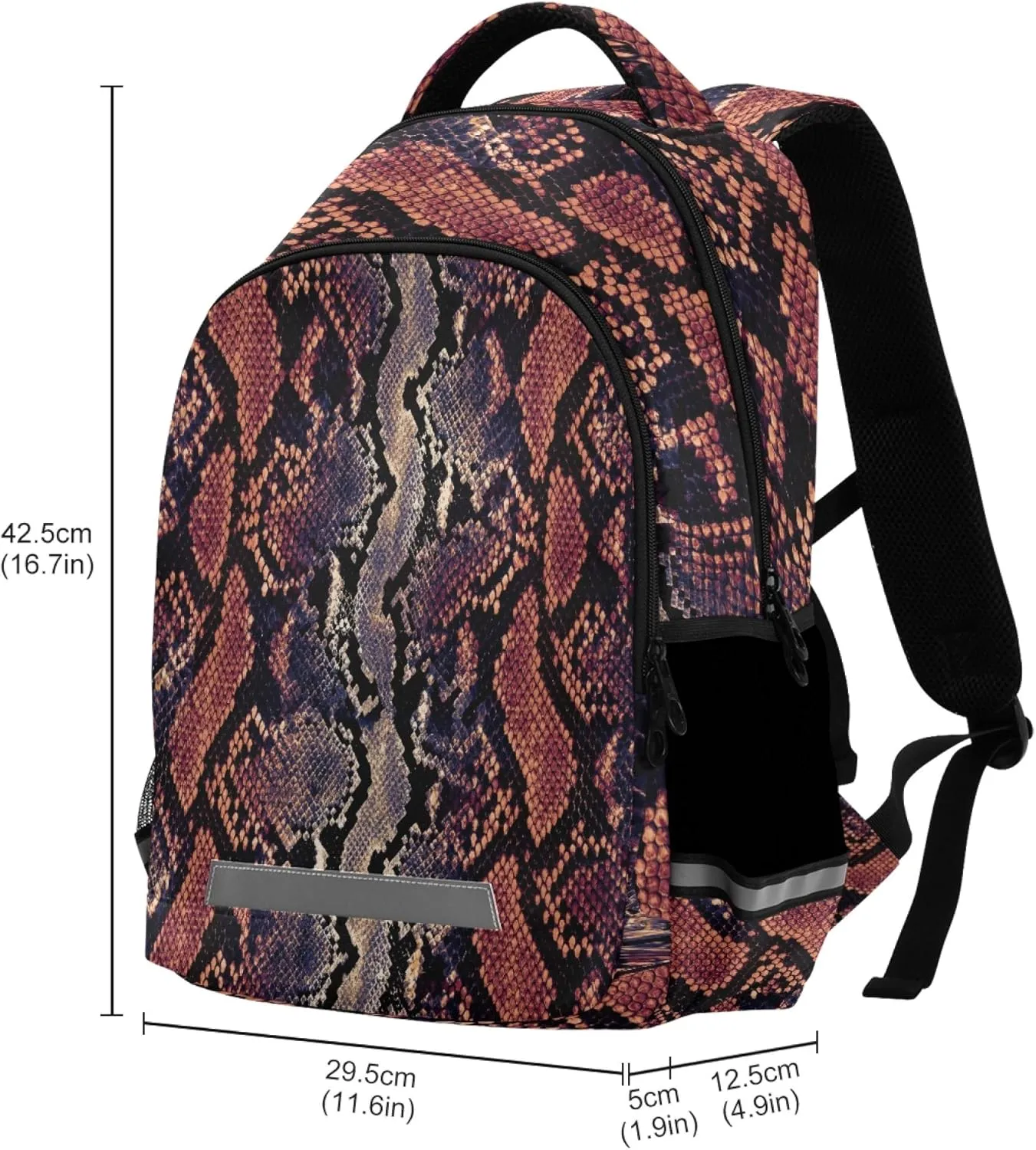 ALAZA Snake Print Animal Skin Backpack Purse for Women Men Personalized Laptop Notebook Tablet School Bag Stylish Casual Daypack, 13 14 15.6 inch