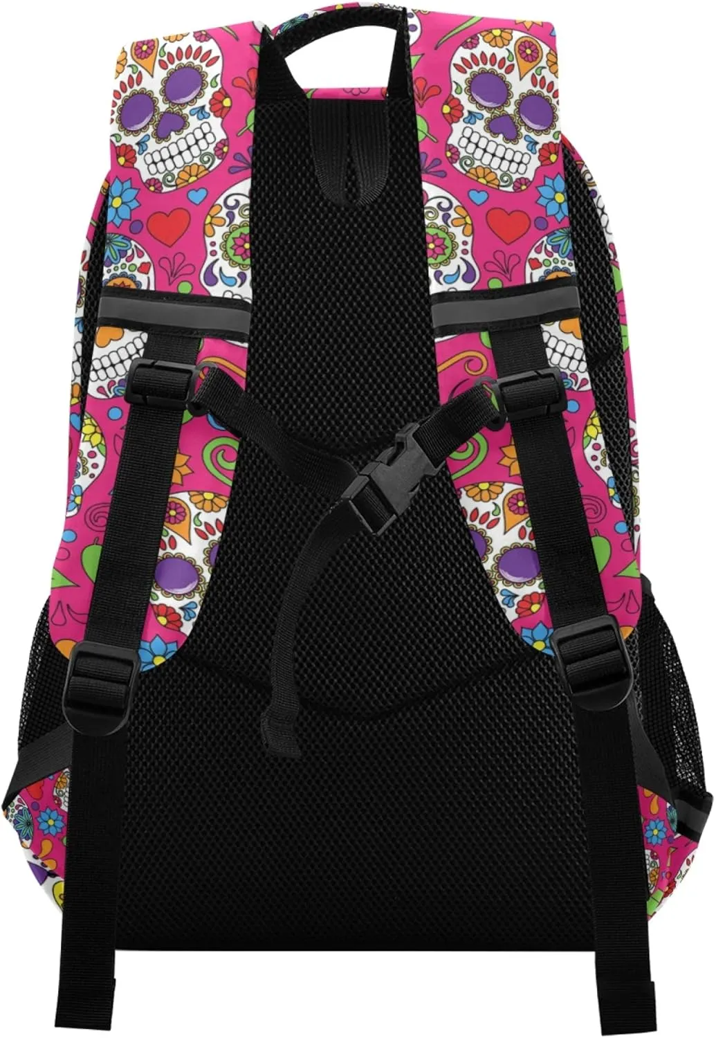 ALAZA Sugar Skull Day Off The Dead Pink Backpack Purse for Women Men Personalized Laptop Notebook Tablet School Bag Stylish Casual Daypack, 13 14 15.6 inch