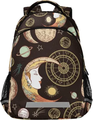 ALAZA Sun Crescent Moon Face Astrology Boho Backpack Purse for Women Men Personalized Laptop Notebook Tablet School Bag Stylish Casual Daypack, 13 14 15.6 inch