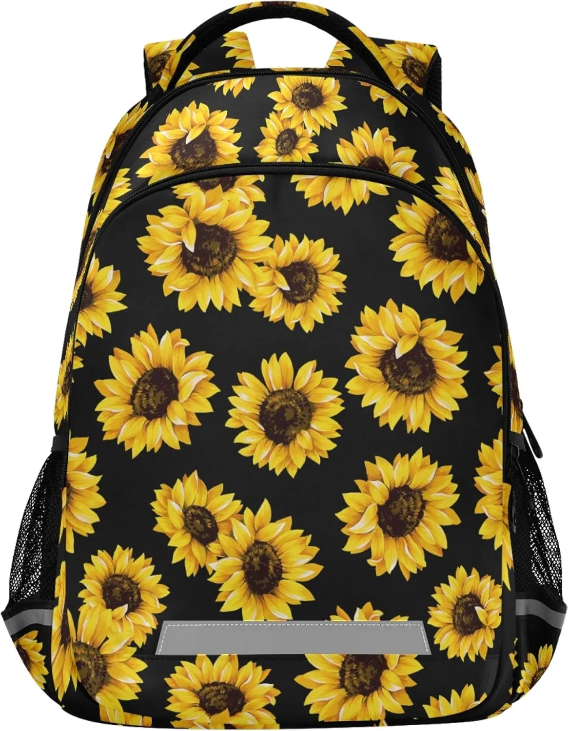 ALAZA Sunflower Floral Flower Print Black Backpack Purse for Women Men Personalized Laptop Notebook Tablet School Bag Stylish Casual Daypack, 13 14 15.6 inch