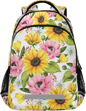 ALAZA Sunflowers Poppy Daisy Floral Backpack Purse for Women Men Personalized Laptop Notebook Tablet School Bag Stylish Casual Daypack, 13 14 15.6 inch