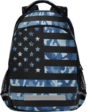 ALAZA USA American Flag Navy Camouflage Backpack Purse for Women Men Personalized Laptop Notebook Tablet School Bag Stylish Casual Daypack, 13 14 15.6 inch