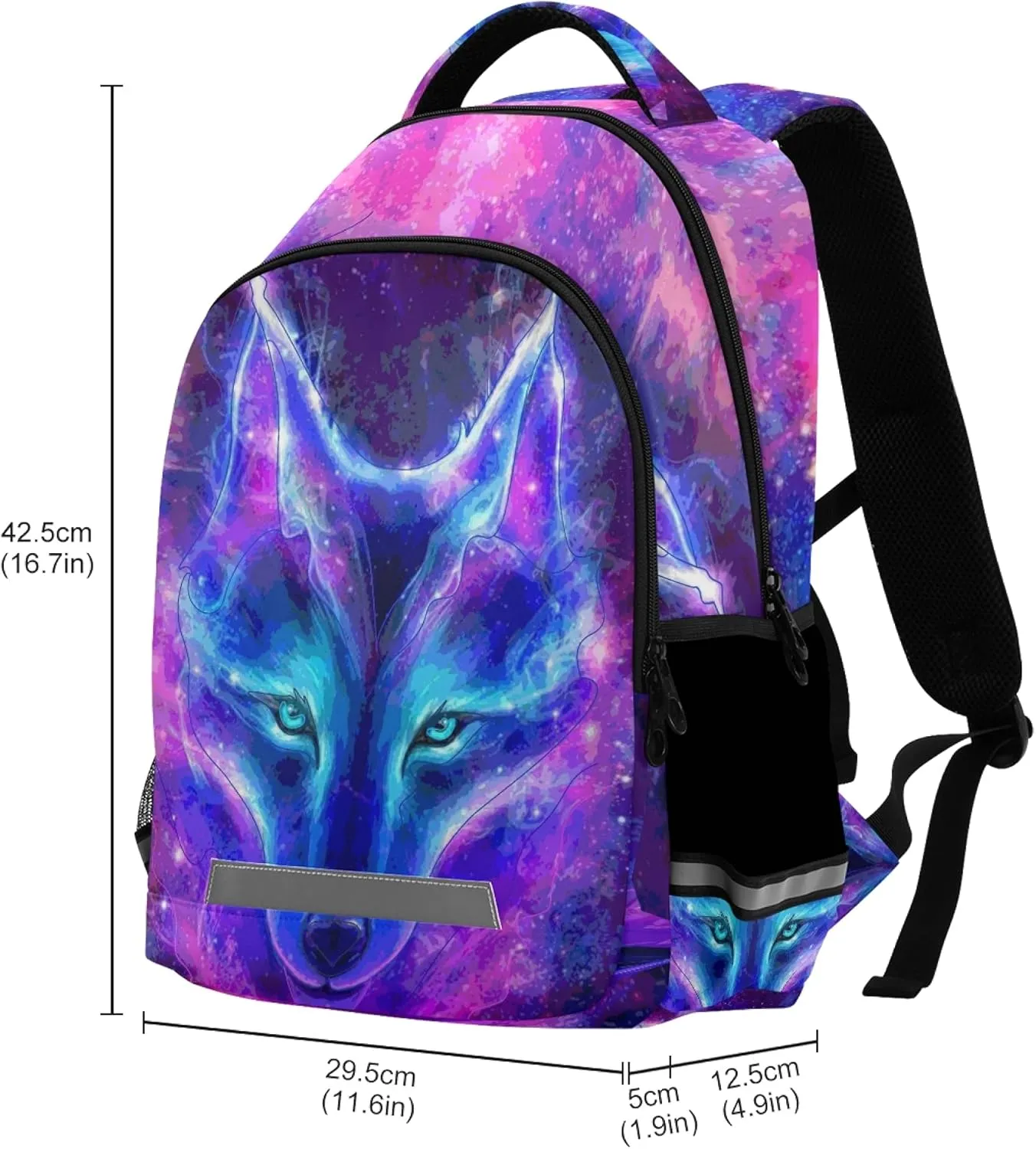 ALAZA Wolf Print Galaxy Starry Sky Animal Backpack Purse for Women Men Personalized Laptop Notebook Tablet School Bag Stylish Casual Daypack, 13 14 15.6 inch